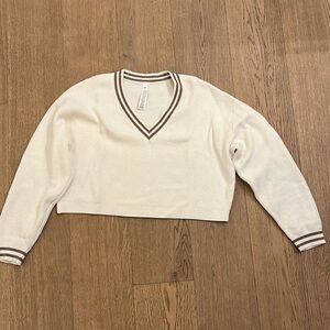 alo Tennis Club Sweater Knit V-Neck Pullover